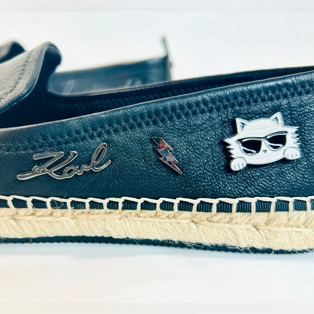 Karl Lagerfeld Paris Women's Michaela Embellished Slip-On Espadrille Flats 7.5